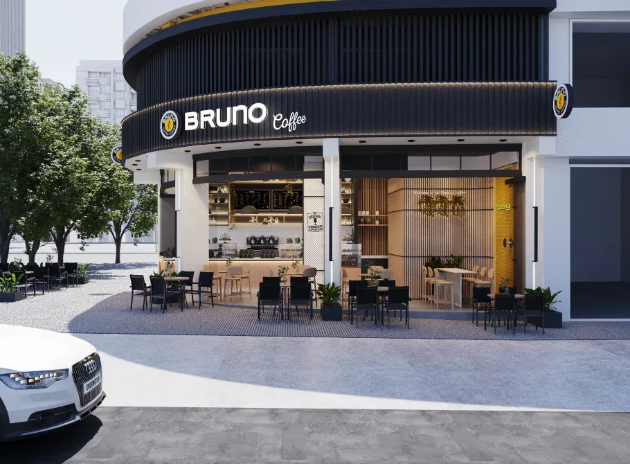 Κατάστημα Bruno Coffee σε γωνία δρόμου